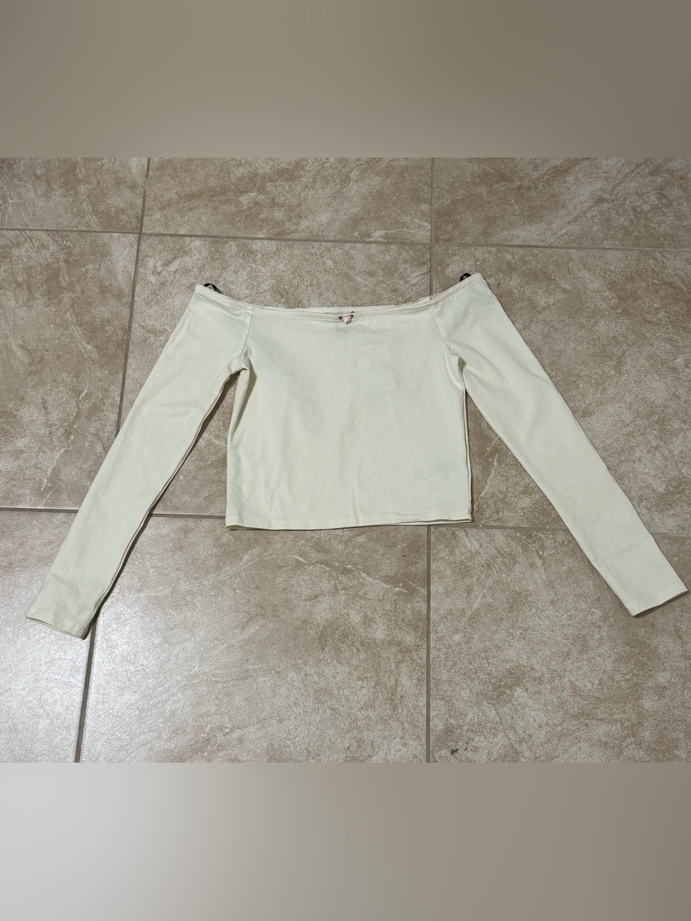 Forever 21 Off-the-Shoulder Long Sleeve Cream Top